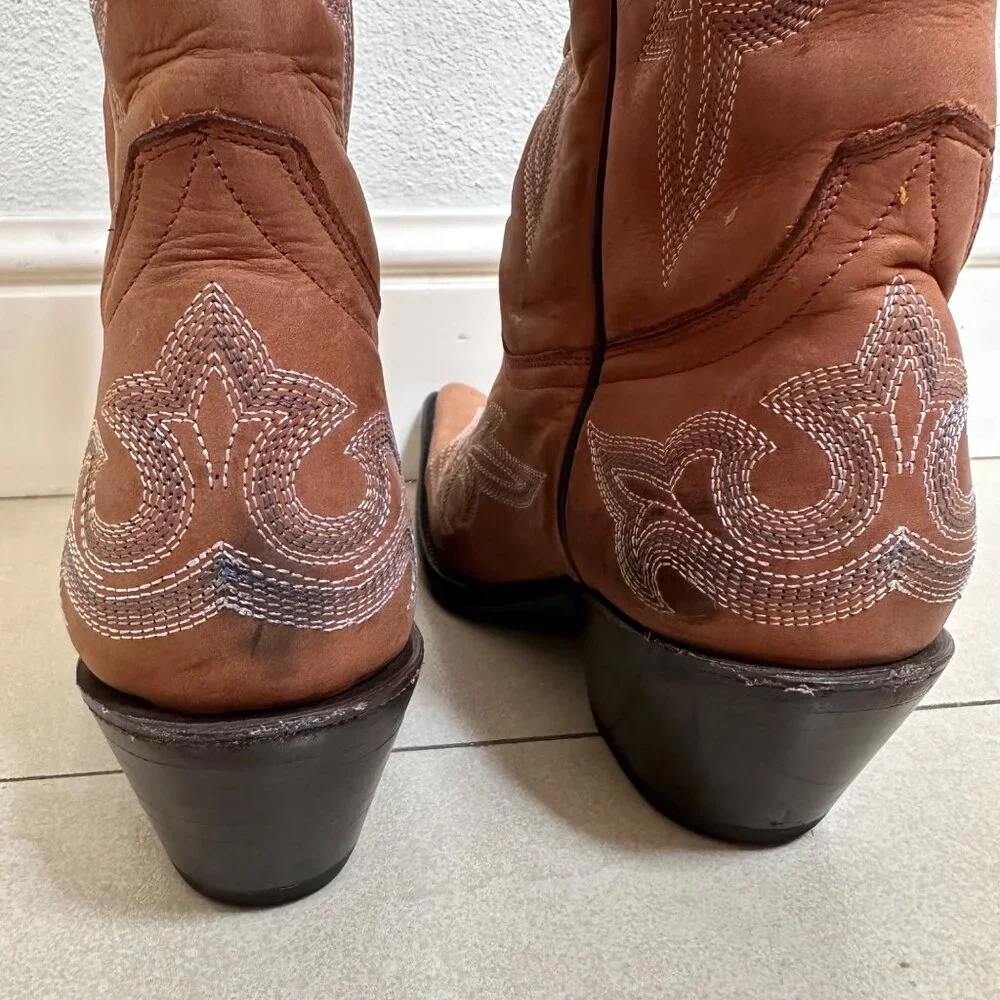 Lane by Anna Harris Brown Rodeo Cowgirl Leather Boots Size 7 - Picture 5 of 14